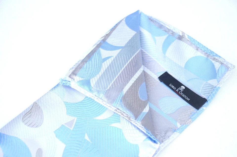 Lord R Colton Masterworks Cuadrado de Bolsillo Plata Aqua Origen Simetría Seda $75 Nuevo Foto 2 de 3