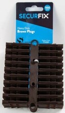 100x Securfix Brick Stone Masonry Concrete Heavy Duty Brown Wall Raw Plug Fixing