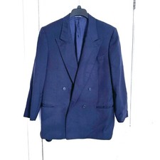 Onore Wool Navy Blue Double Breasted Peak Lapel Blazer Sport Coat Jacket 40R