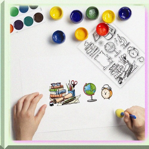 Silicone Clear Stamps Set for DIY Scrapbooking and Card Making - School and Book - Bild 5 von 7
