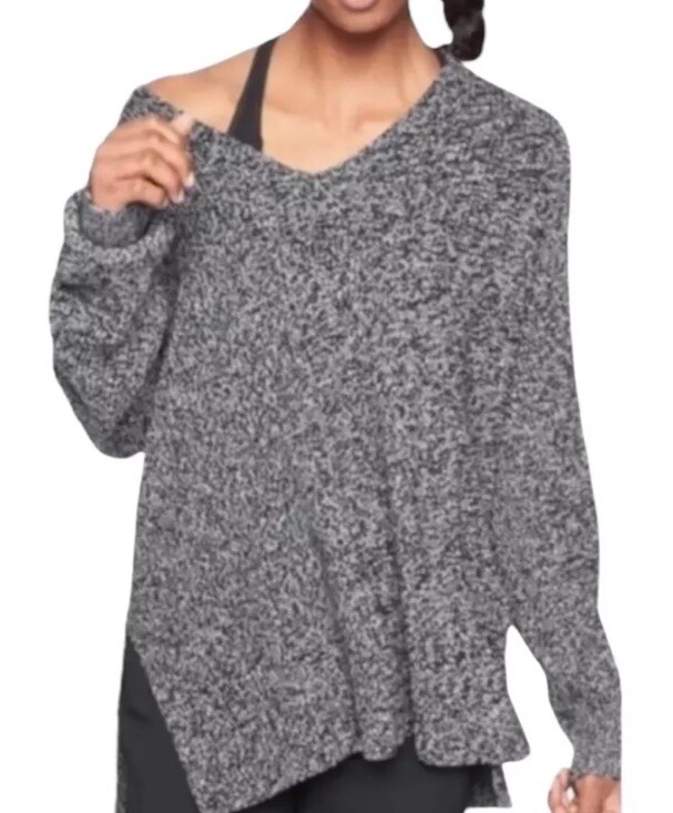 Black White Marled ATHLETA  Switchback Pullover W… - image 2