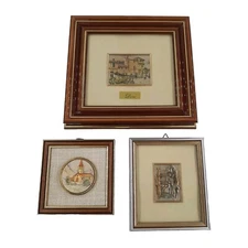 3x Retro Mural Creazioni Artistiche Relief Image Made IN Italy 3 D Image Houses
