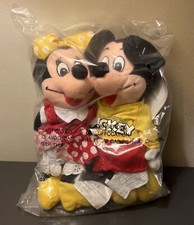 2 Vintage New Old Stock Sealed Minnie Mickey Mouse Disney Store Plush Dolls