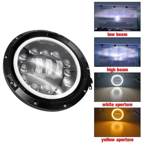 Pair 7'' 60W LED Headlight Angel Eye With Turn Signal For Jeep Wrangler JK TJ CJ - Picture 4 of 11