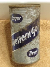 purple WESTERN GOLD LAGER, flat top beer can, Grace Bros, Santa Rosa, California