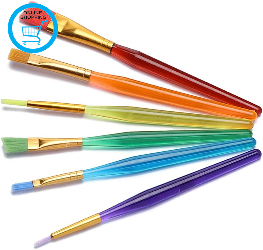 6 Colorful Watercolor Gouache Paint Brushes, Small Paint Brushes, Nylon Hair Pai