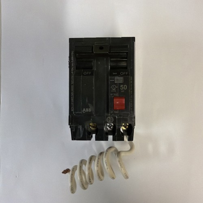 #ad GE 50 Amp 240 Volts Double Pole Ground Fault Breaker with Self Test Open No Box $39.99