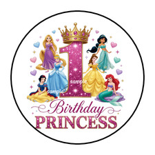 Princess Birthday Party Stickers Favors Labels tags 1.5" ages 1 to 10 30 count 