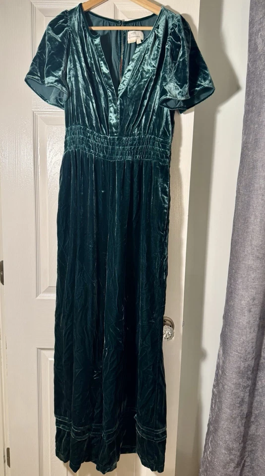 Mono Anthropologie Somerset Edición Terciopelo Talla S Verde Vacaciones Minimalista Foto 2 de 4