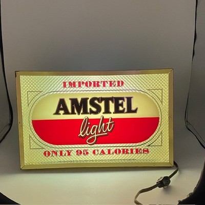 VINTAGE IMPORTED AMSTEL LIGHT BEER LIGHTED BAR SIGN   12 3/4'' X 8'' Works Great