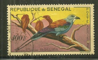 SENEGAL C27 USED BIRDS ABYSSINIAN ROLLER SCV 1.00 #4