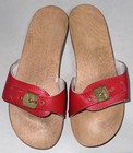 Vtg 1970s Dr Scholl's Exercise Sandals RED Leather Sz 8,  Austria UNWORN — photo 2