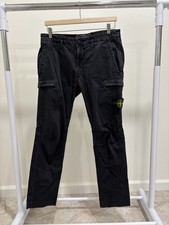 Stone Island Garment Dyed Black Zipper Cargo Pant Trousers Size 31 Type SK