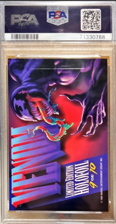 1994 Fleer Marvel Masterpieces Silver Holofoil #9 VENOM Graded 💥 PSA 8💥 view 2