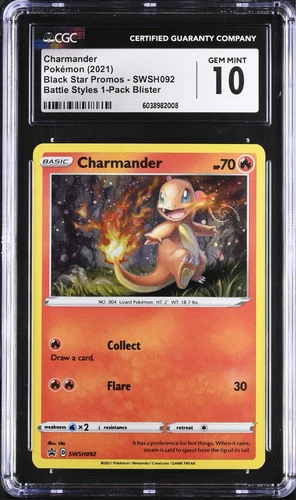 CGC 10 GEM MINT SWSH092 Charmander SWIRL HOLO Black Star Promo Blister Pokemon