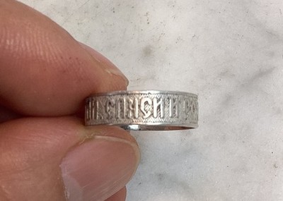 VTG Sterling Silver Cyrillic Inscription Blessing Prayer Band Ring Size 4.75