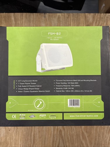 Fusion FSM-B2 Marine Grade 120W Box Speakers Classic White- New- 2 Included - Picture 2 of 8