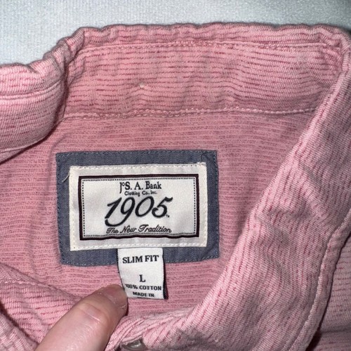 J.S. A. Bank 1905 Slim Fit Polo Shirt Mens Large Pink Short Sleeve Casual - Picture 5 of 8