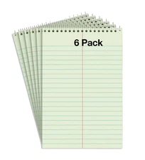 Steno Pads Notebooks, Top Bound Spiral Steno Book - Gregg Ruled, Green Tint
