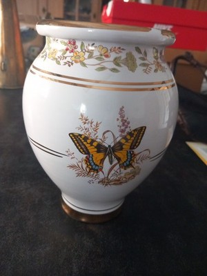 Vintage Vase Presenta Porcelain 24ct Gold Hand Made Butterfly Rhodos Greece