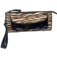 Vintage Talbots Zebra Calf Hair Wristlet Clut...