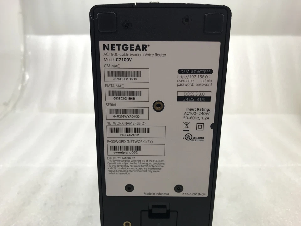 Router Modem Modern Voice NETGEAR AC1900 C7100V NO POWER CABLE INCL'D - Image 4 of 4