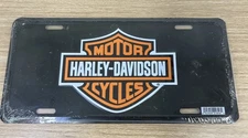 Harley Davidson Motorcycles License Plate Black & Orange Aluminum