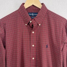 RALPH LAUREN Shirt Mens 15.5 32-33 Yarmouth Dress Oxford Check Button Up Red VTG