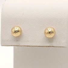 14k Gold Hardwear Bead Ball Stud Earrings Diamond Cut 6mm New