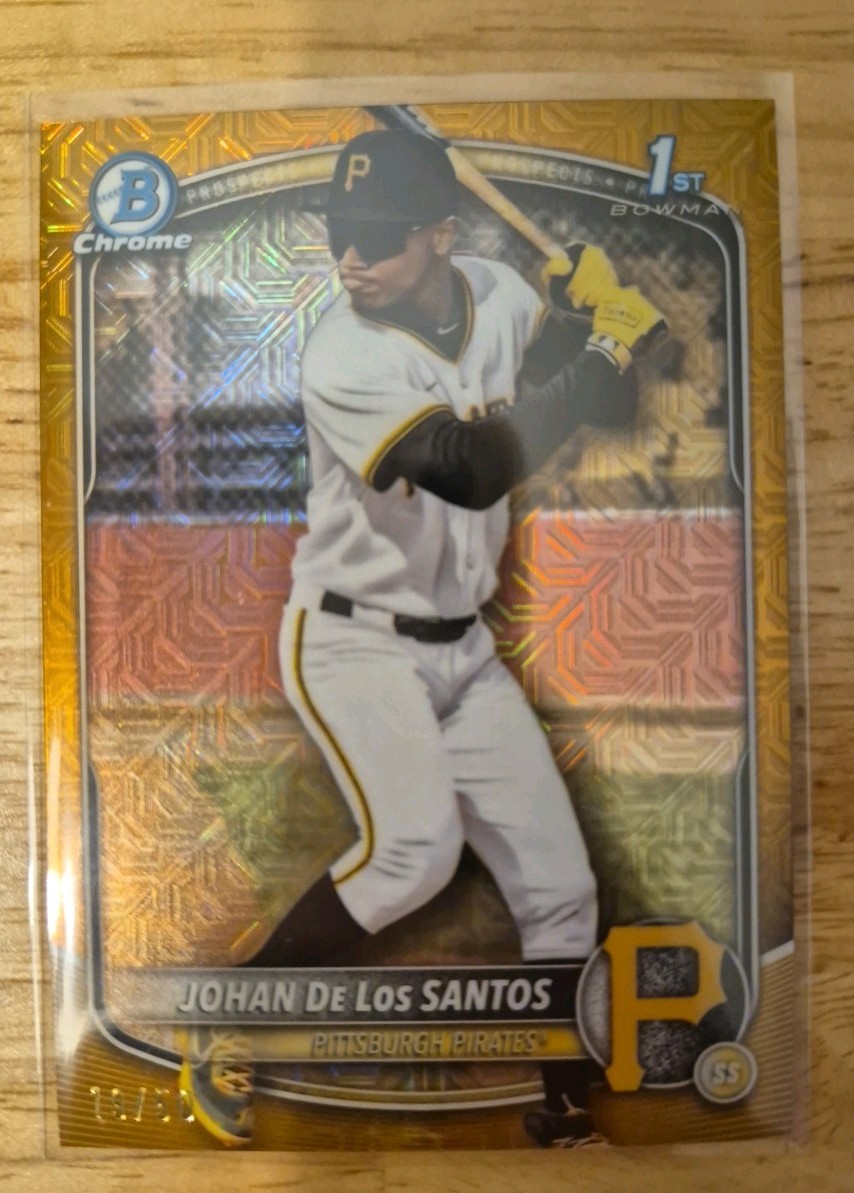 2025 Bowman Chrome Johan De Los Santos #BCP-163 Gold Wave Refractor /50 (RC)
