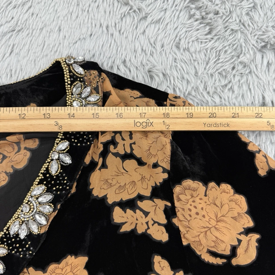 Top Soft Surroundings 3XL Floral Terciopelo Burnout Mezcla de Seda Adorno Capricho Foto 3 de 4