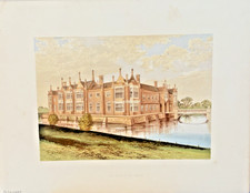Helmingham Hall Suffolk England Antique Chromolithograph Estate Print c1880