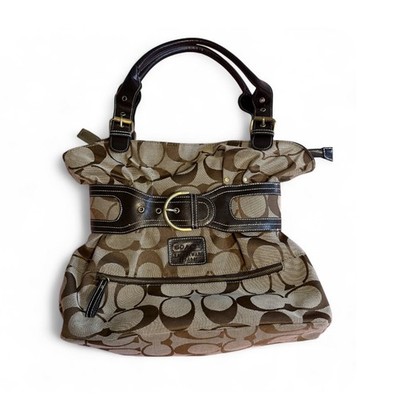 Vintage Coach Signature Boho Belted Pleated Satchel Bag Style 5659