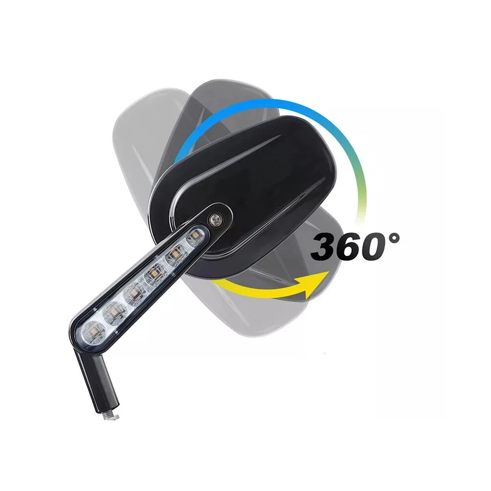 Espejos retrovisores negros luces de giro LED para Harley Davidson V-ROD VRSCF Foto 3 de 4