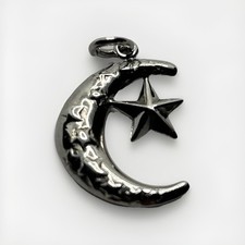 New Sterling Silver Crescent moon and star charm 925