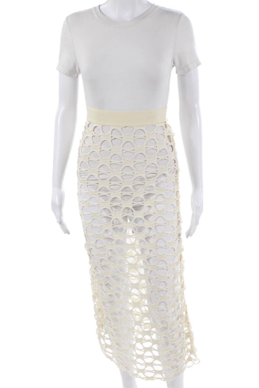 Zara Women Maxi Skirt Beige Geometric Cotton Long Size SFree Shipping in US $100+ Orders | $6.95 Orders Below
