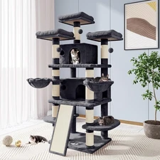 Allewie 68 Inches Cat Tree/House and Towers for Big Feline/Scratching Post/Mu...