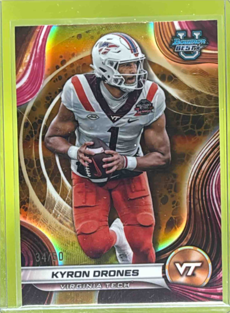 2024 Bowman Best University Kyron Drones Gold Refractor /50 #52 Hokies