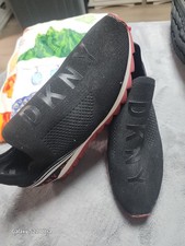 DKNY Slip-On Lightweight Logo Low Top Athletic Sneaker Black Red White Textile