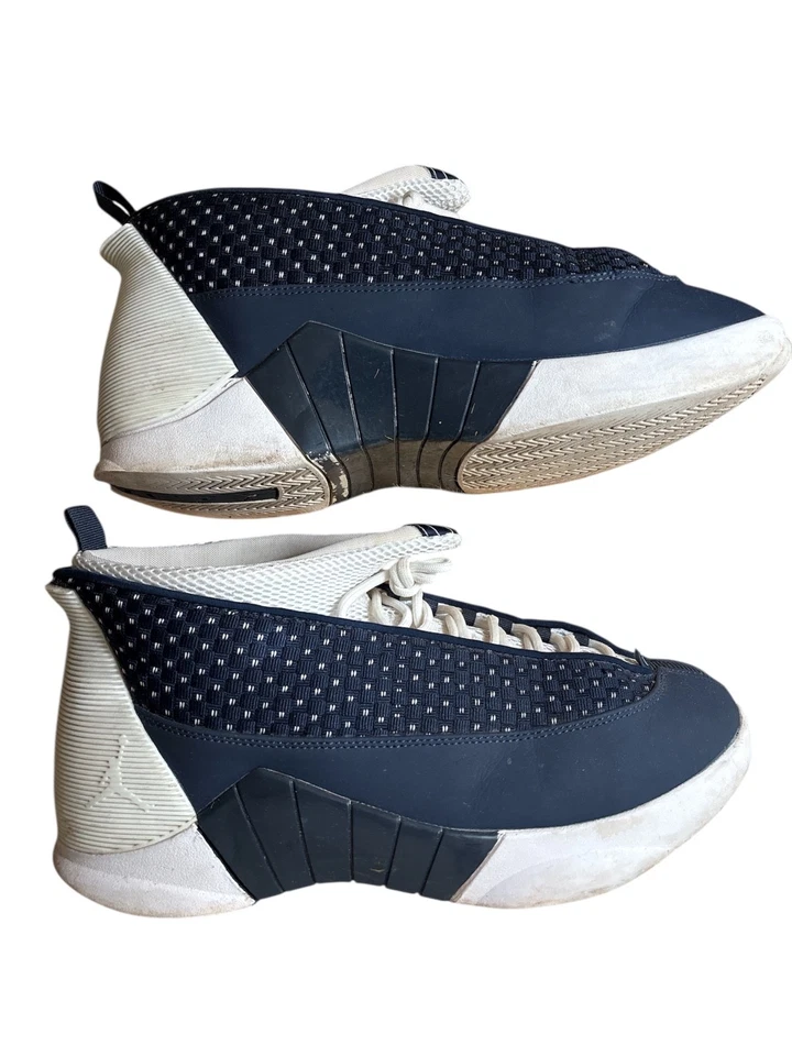 Hombre Talla 12 - Air Jordan 15 Retro 2017 Obsidiana Blanco Azul Marino Cuero (881429-400) Foto 2 de 4