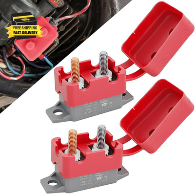 2PCS DC 12V - 24V Automatic Reset Circuit Breaker with Cover Stud Bolt, 12V 40A