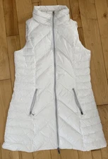 My Anorak Women’s Chevron Quilted Vest Size M Long Down White Sold Out! $168