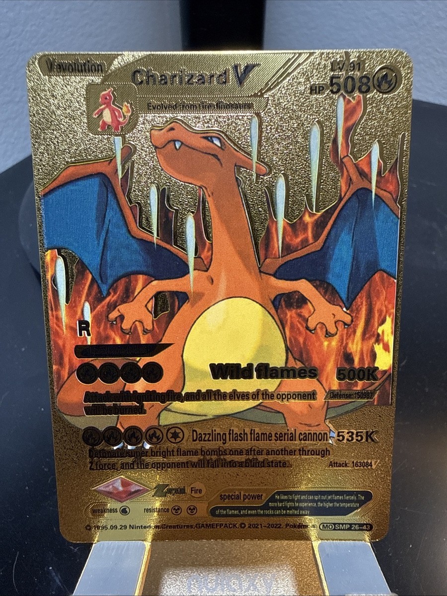 Pokémon Charizard V Gold Metal Foil Card MO SMP 26-43 508 HP V