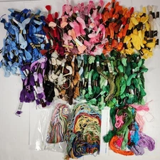 HUGE MIXED LOT 340+ EMBROIDERY FLOSS DMC 25, J.P. COATS MIXED COLORS PLUS EXTRAS