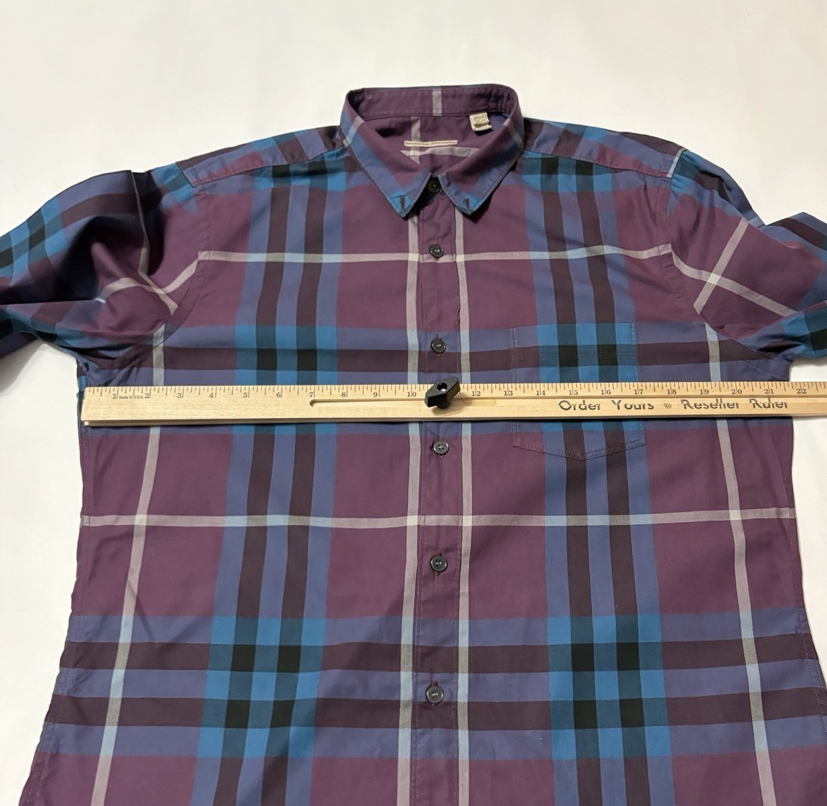 BURBERRY Shirt Check Large L Purple | eBay