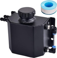 Coolant Overflow Tank, Aluminum Radiator Overflow Tank with Teflon Tape Black