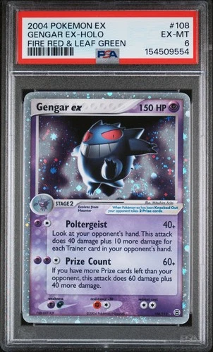 New Listing2004 POKEMON EX FIRE RED & LEAF GREEN 108 GENGAR EX-HOLO PSA 6