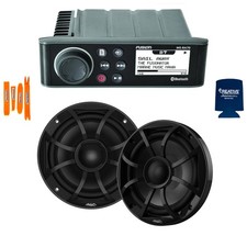 Fusion MS-RA70 Marine Stereo with Wet Sounds 6.5" Marine Speakers, Black Grill