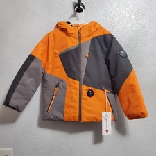 Obermeyer Orb Jacket Boys 7 Sunrise Orange Waterproof I-Grow Hood Snow Ski Coat