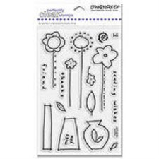 STAMPENDOUS RUBBER STAMPS 17 CLEAR FLOWER VASES STAMP SET last one